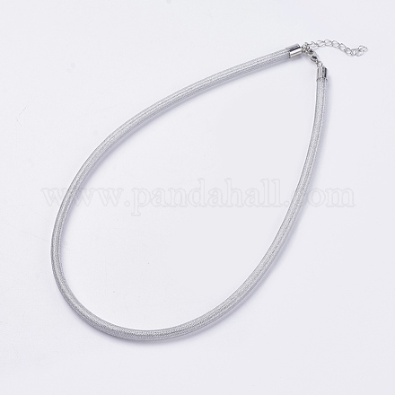 プラスチックネックレス  真鍮パーツ  銀  19インチ（48.5cm）  5mm NJEW-F199-B02-1