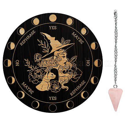 AHANDMAKER Witch Cat Pendulum Board AJEW-GA0004-66H-1