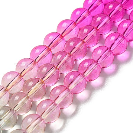 Fili di perle di quarzo sintetico tinti e riscaldati G-P502-01B-04-1