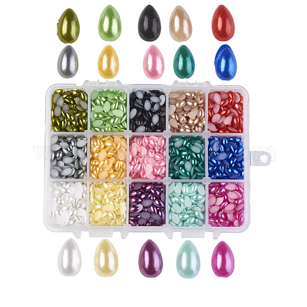 Cabujones de perlas de imitación de plástico abs de 15 colores. SACR-JP0004-06-8x5mm-1