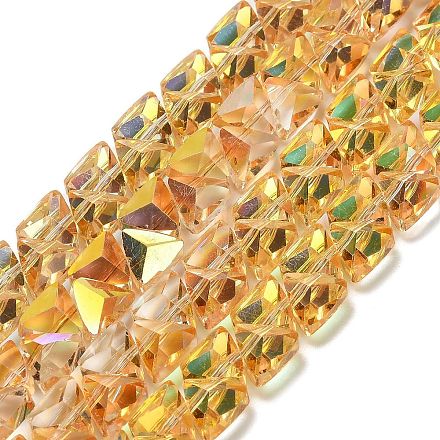 Стеклянные бусины с гальваническим покрытием  EGLA-P066-02A-HP03-1