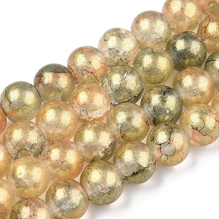 Chapelets de perles en verre craquelé peint X-DGLA-R053-03G-1
