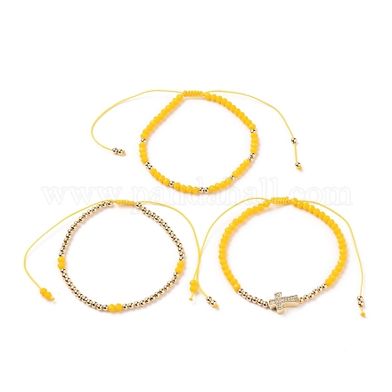 Set di braccialetti di perline di nylon intrecciati regolabili BJEW-JB05735-04-1