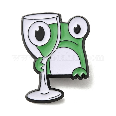 Лаймово-зеленая забавная брошь в форме лягушки из сплава с эмалью JEWB-R025-01B-1