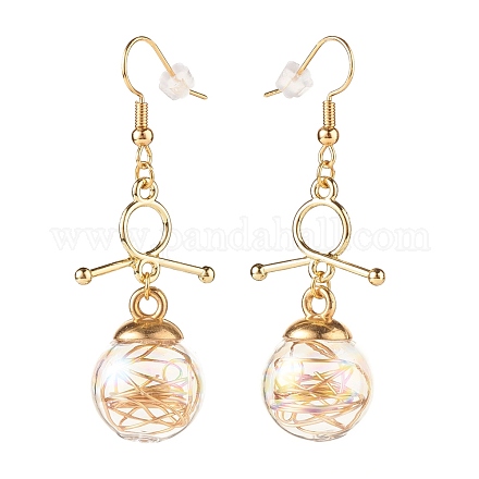Boucles d'oreilles pendantes noeud avec globe de verre EJEW-JE04743-1