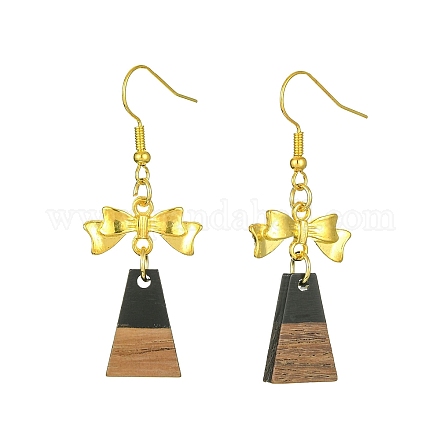 Resin & Walnut Wood Dangle Earrings EJEW-JE05507-02-1