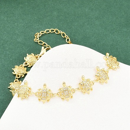 Латунные браслеты-цепочки с микропаве из прозрачных кубических цирконий для женщин BJEW-A090-11C-G-1