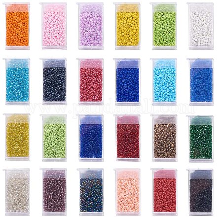 Pandahall elite circa 24 colore di perle di vetro da 2 mm SEED-PH0012-19-1