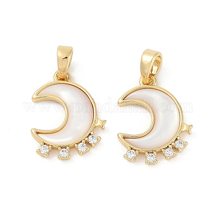 Подвески в виде луны из натуральной белой ракушки KK-U043-23G-02-1