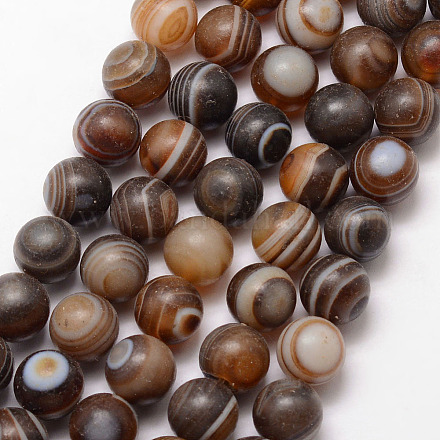 Natural Striped Agate/Banded Agate Bead Strands G-K166-11-10mm-01-1