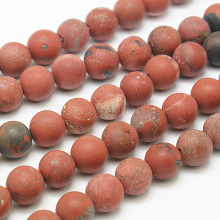 Chapelets de perles en jaspe rouge naturel G-D680-8mm-1