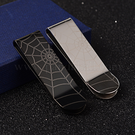 Single Face Spider Web 304 Stainless Steel Money Clips STAS-H317-23-1