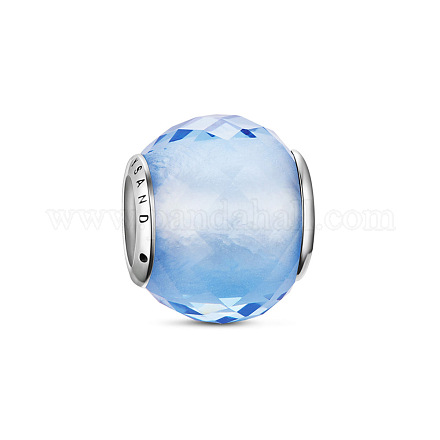 Tinysand 925 plata esterlina vidrio azul facetas geométricas rondelle cuentas europeas TS-C-162-1