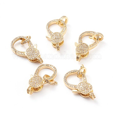 Brass Micro Pave Clear Cubic Zirconia Lobster Claw Clasp ZIRC-I043-37G-1