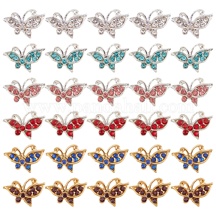 OLYCRAFT 30Pcs Butterfly Resin Fillers 6 Colors Alloy Rhinestone Cabochons Epoxy Resin Supplies DIY Handmade Nail Art Decoration for Resin Craft Jewelry Making FIND-OC0001-68-1