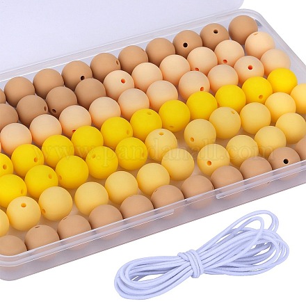 80Pcs 4 Style Round Silicone Focal Beads SIL-SZ0001-22F-1