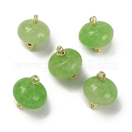 Подвески в виде блюдца из натурального белого нефрита с покрытием из золотистой латуни KK-B103-17B-07-1