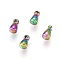 Ion Plating(IP) 304 Stainless Steel Charms, Chain Extender Drop, Teardrop, Rainbow Color, 6x3mm, Hole: 1mm