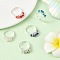 Glass Cuff Open Rings, with Brass Ring Shanks, Platinum, Mixed Color, 6.5mm, Inner Diameter: 17mm