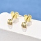 Lock S925 Sterling Silver Micro Pave Clear Cubic Zirconia Stud Earrings for Women, Real 18K Gold Plated, 5x3.5mm