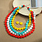 Flat Round Wood Beaded Multilayer Necklaces & Dangle Earrings Sets, Yellow, 580mm