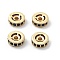 Brass Micro Pave Cubic Zirconia Beads, Long-Lasting Plated, Rack Plating, Flat Round, Light Gold, 7.5x2.5mm, Hole: 1.6mm