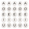50Pcs 5 Style White Flat Round with Black Letter Silicone Beads, White, 11.5x4.5mm, Hole: 2mm, 10pcs/style