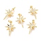 Brass Micro Pave Clear Cubic Zirconia Pendants, with Jump Rings, Star, Real 18K Gold Plated, 18.8x12x2.9mm, Hole: 2.4mm