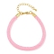 4.5MM Round Nylon Milan Cord Bracelet Making, with Brass Findings and 202 Stainless Steel Lobster Claw Clasps, Golden, Long-Lasting Plated, Rack Plating, Pearl Pink, 6.85 inch(17.4cm)
