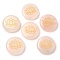 Natural Rose Quartz Cabochons, Flat Round with Engraved Gold Lotus Flower, 25~26x6~7mm
