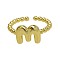 Brass Cuff Open Rings, Golden, Letter M, Inner Diameter: Adjustable