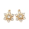 Brass Micro Pave Cubic Zirconia Pendants, Snowflake Charms, Nickel Free, Real 18K Gold Plated, 15x12x4mm, Hole: 1mm