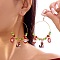 Christmas Theme Alloy Enamel Dangle Earrings, with Plastic Beads, Santa Claus with Snowflake, Golden, 95x49mm