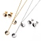 Yin-yang 304 Stainless Steel Enamel Jewelry Sets, Pendant Cable Chains Necklaces and Stud Earrings,  with Lobster Claw Clasps and Ear Nuts, Mixed Color, 17.71 inch(45cm), 10x2mm, Pin: 0.8mm