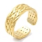 304 Stainless Steel Textured Open Cuff Ring for Women, Real 14K Gold Plated, Inner Diameter: 19mm