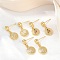 Flat Round with Star & Wing & Snake Brass Micro Pave Cubic Zirconia Dangle Stud Earrings, Rack Plating, Long-Lasting Plated, Lead Free & Cadmium Free, Real 18K Gold Plated, 21x10mm