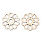 Unfinished Natural Poplar Wood Filigree Joiners Links, Laser Cut Wood Shapes, Flower, Antique White, 77x80x2.5mm, Hole: 17mm