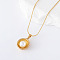 3Pcs Vintage Stainless Steel Pave Shell Pearl Half Round Pendant Necklaces for Women, White, Golden, 15.75 inch(40cm)
