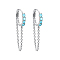 S925 Silver Circle Earrings with Zircon Chain Tassel Ear Jewelry