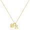 Brass Initial and Heart Pendant Necklaces for Women, Real 14K Gold Plated, Letter R, 15.75 inch(40cm)