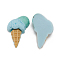 Opaque Resin Cabochons, Play Food, Imitation Food, Ice Cream Cone, Sky Blue, 27x20x8.5mm