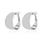 Brass C-Shaped Hoop Earrings, Platinum, 32x35x19mm