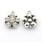 Antique Silver Plated Alloy Rhinestone Flower Pendants, Crystal, 19x16x5mm, Hole: 2mm