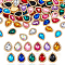 110Pcs 11 Colors Sew on Rhinestones, Glass Rhinestone & Zinc Alloy Multi-Strand Links, Golden, Teardrop, Mixed Color, 20x15x5mm, 10pcs/color