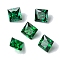Cubic Zirconia Cabochons, Point Back, Square, Green, 8x8x4mm
