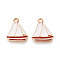 Alloy Enamel Pendants, Sailboat Charms, Golden, White, 18x15x1mm, Hole: 1.8mm