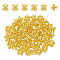 60Pcs Rack Plating Flower Brass Beads, Long-Lasting Plated, Lead Free & Cadmium Free, Golden, 7x5mm, Hole: 1.2mm