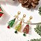 3Pcs 3 Colors Aluminum Glass Charistmas Tree Pendant Decoration, with Alloy Lobster Claw Clasps, for Bag Ornaments, Mixed Color, 56mm, 1pc/set