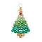 Christmas Theme Glass Pendants, Christmas Trees, with Copper Wire, Gold, Faceted, Colorful, 46x25x4.5mm, Hole: 4mm