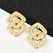 304 Stainless Steel ABS Plastic Pearl Stud Earrings for Women, Ion Plating(IP), Square, Real 18K Gold Plated, 29x21mm
